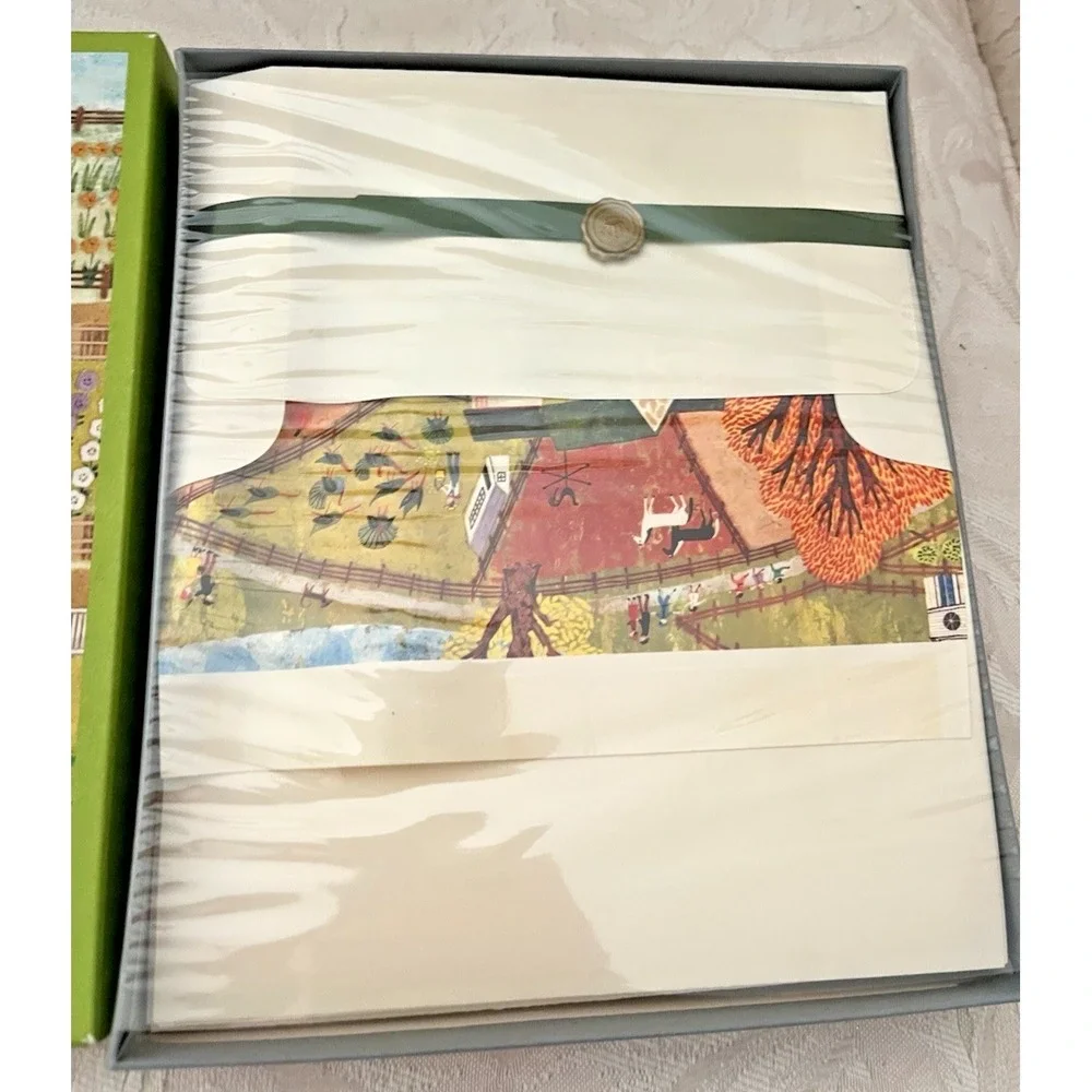 Hallmark Nostalgic Stationary Set NEW Vintage 70s Robert G. Schneeburg Folk Art